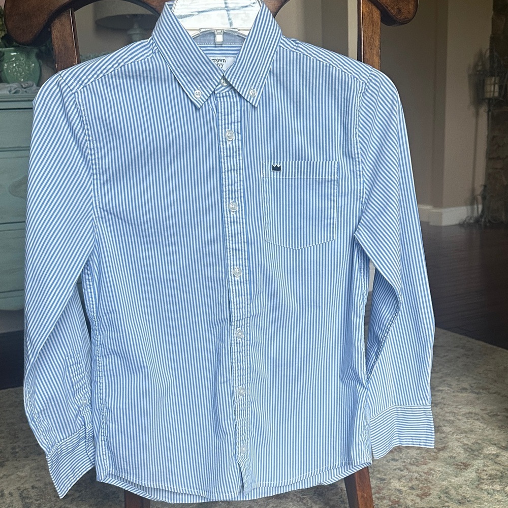 Crown & Ivy Kids Striped Button-Down Shirt in Blue and White